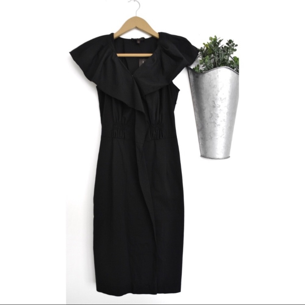 The Limited | Midi Black Sleeveless Ruffled Dress